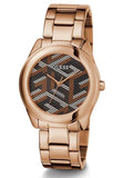 Guess Cubed Analog Black Dial Rose Gold Steel Strap Watch For Women - GW0607L3
