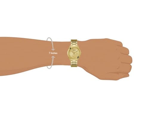 Guess Cubed Analog Gold Dial Gold Steel Strap Watch For Women - GW0606L2