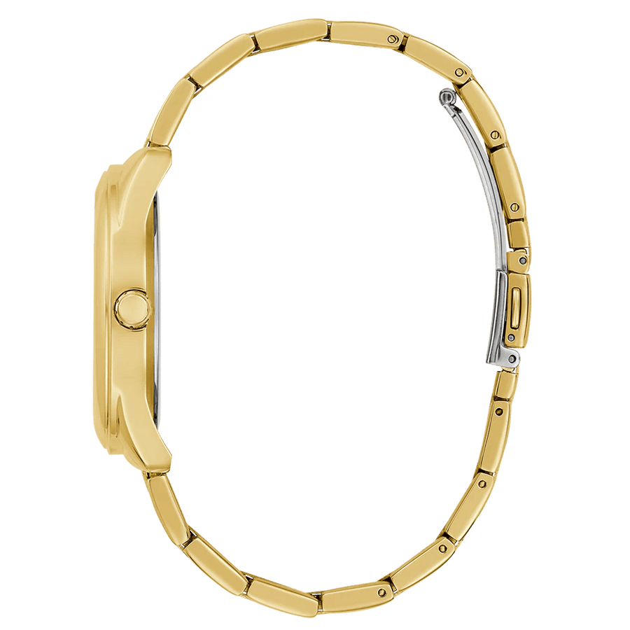 Guess Cubed Analog Gold Dial Gold Steel Strap Watch For Women - GW0606L2