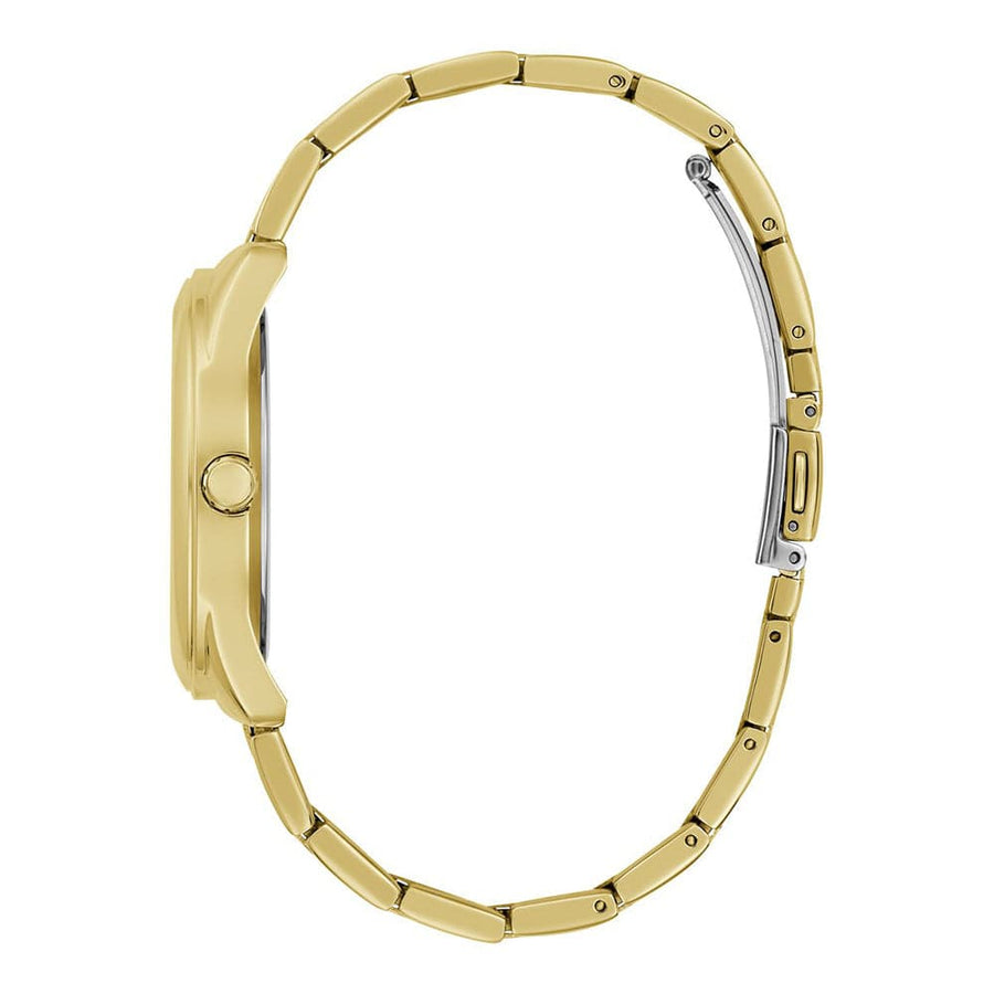 Guess Cubed Analog Gold Dial Gold Steel Strap Watch For Women - GW0606L2