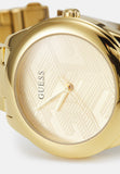 Guess Cubed Analog Gold Dial Gold Steel Strap Watch For Women - GW0606L2