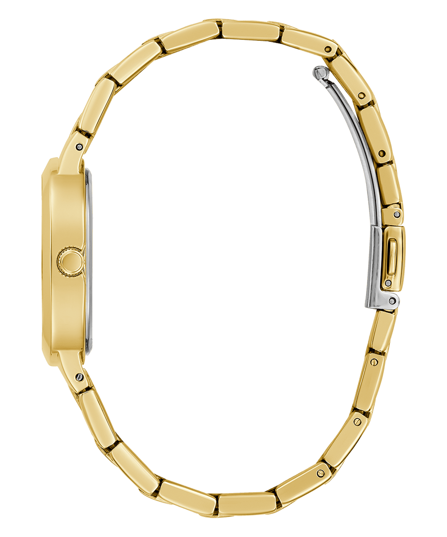 Guess Cubed Analog Gold Dial Gold Steel Strap Watch For Women - GW0606L2