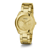 Guess Cubed Analog Gold Dial Gold Steel Strap Watch For Women - GW0606L2