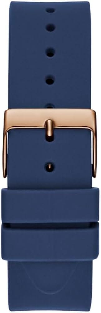Guess Cubed Analog Rose Gold Dial Blue Leather Strap Watch For Women - GW0665L2