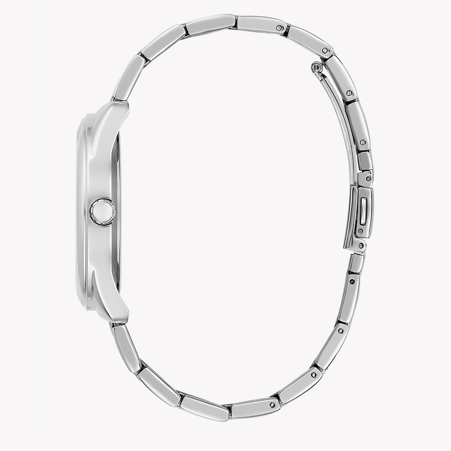 Guess Cubed Analog Silver Dial Silver Steel Strap Watch For Women - GW0606L1