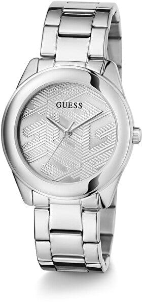 Guess Cubed Analog Silver Dial Silver Steel Strap Watch For Women - GW0606L1