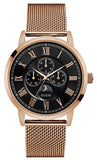 Guess Delancy Black Dial Rose Gold Mesh Bracelet Watch for Men - W0871G5