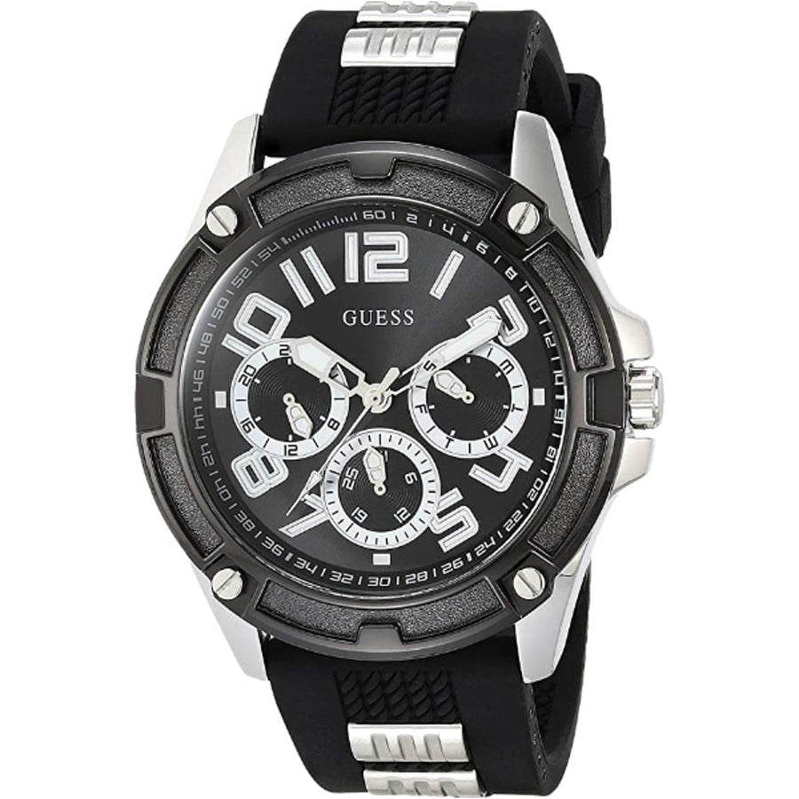 Guess Delta Black Dial Black Silicone Strap Watch for Men - GW0051G1