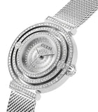 Guess Dream Crystals Silver Dial Silver Mesh Strap Watch For Women - GW0550L1