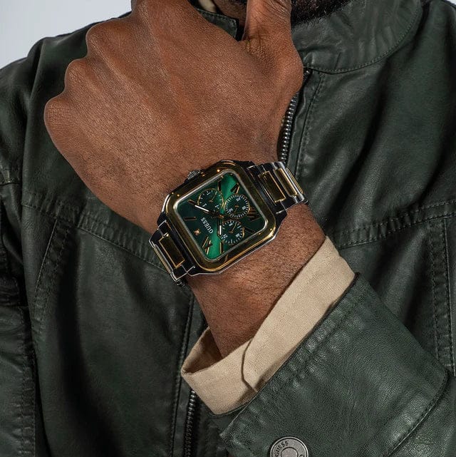 Guess Dress Chronograph Multifunction Green Dial Two Tone Steel Strap Watch For Men - GW0631G1