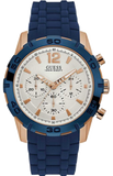 Guess Caliber Chronograph White Dial Blue Silicone Strap Watch for Men - W0864G5