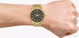 Guess Delancy Black Dial Gold Mesh Bracelet Watch for Men - W0871G2