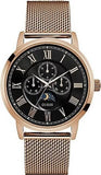 Guess Delancy Black Dial Rose Gold Mesh Bracelet Watch for Men - W0871G5