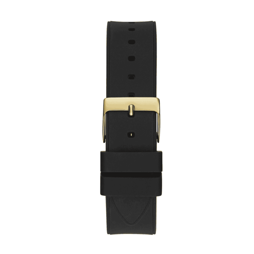 Guess Duchess Crystals Gold Dial Black Silicon Strap Watch For Women - GW0619L2