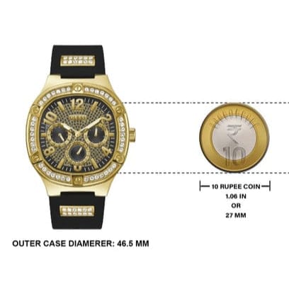 Guess Duke Crystals Black Dial Black Silicone Strap Watch For Men - GW0641G2