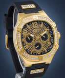 Guess Duke Crystals Black Dial Black Silicone Strap Watch For Men - GW0641G2