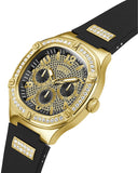 Guess Duke Crystals Black Dial Black Silicone Strap Watch For Men - GW0641G2