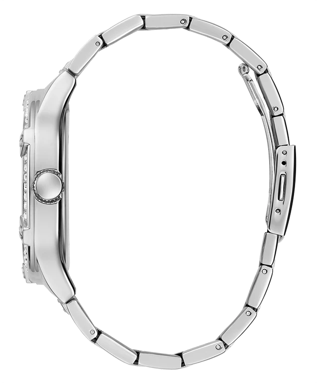 Guess Duke Glitz Black Dial Silver Steel Strap Watch For Men - GW0576G1