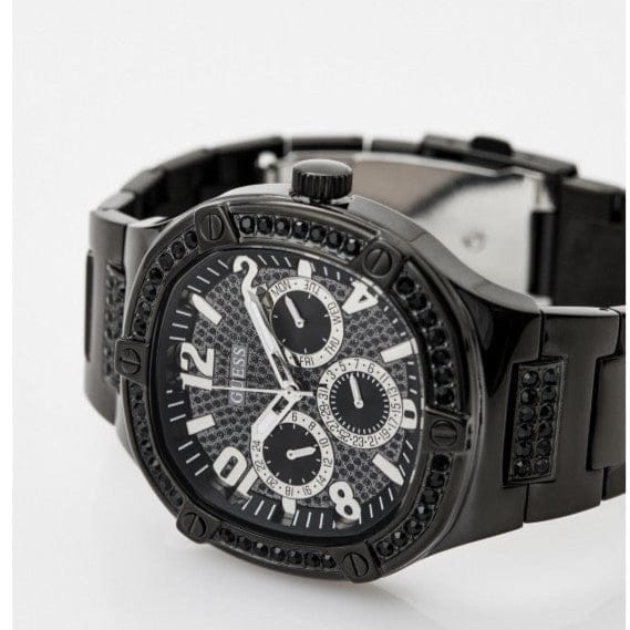 Guess Duke Glitz Crystals Black Dial Black Steel Strap Watch For Men - GW0576G3
