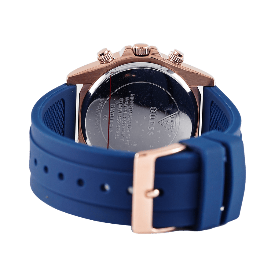 Guess Eclipse White Dial Blue Rubber Strap Watch for Women - GW0315L2