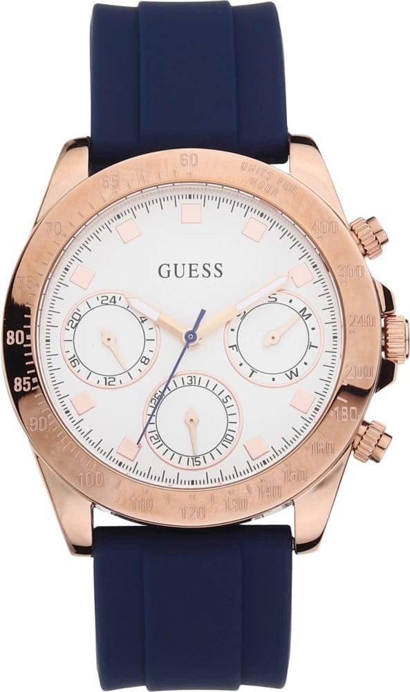Guess Eclipse White Dial Blue Rubber Strap Watch for Women - GW0315L2