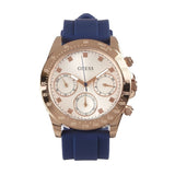 Guess Eclipse White Dial Blue Rubber Strap Watch for Women - GW0315L2