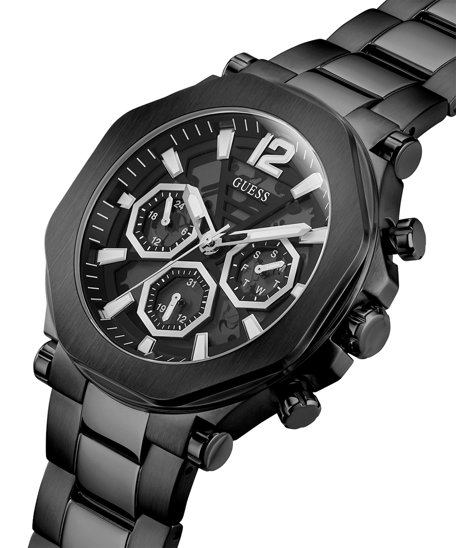 Guess Edge Chronograph Black Dial Black Steel Strap Watch For Men - GW0539G3