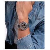 Guess Edge Chronograph Black Dial Silver Steel Strap Watch For Men - GW0539G1