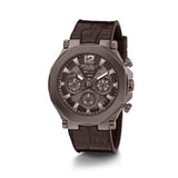 Guess Edge Chronograph Brown Dial Brown Leather Strap Watch For Men - GW0492G2