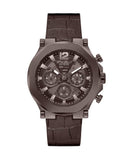 Guess Edge Chronograph Brown Dial Brown Leather Strap Watch For Men - GW0492G2