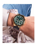 Guess Edge Chronograph Green Dial Black Leather Strap Watch For Men - GW0492G3