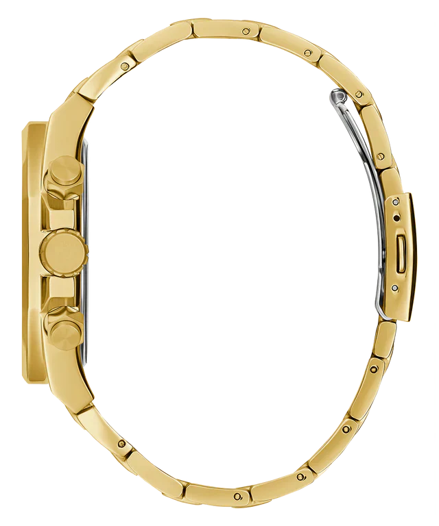 Guess Empire Quartz Black Dial Gold Steel Strap Watch For Men - GW0489G2
