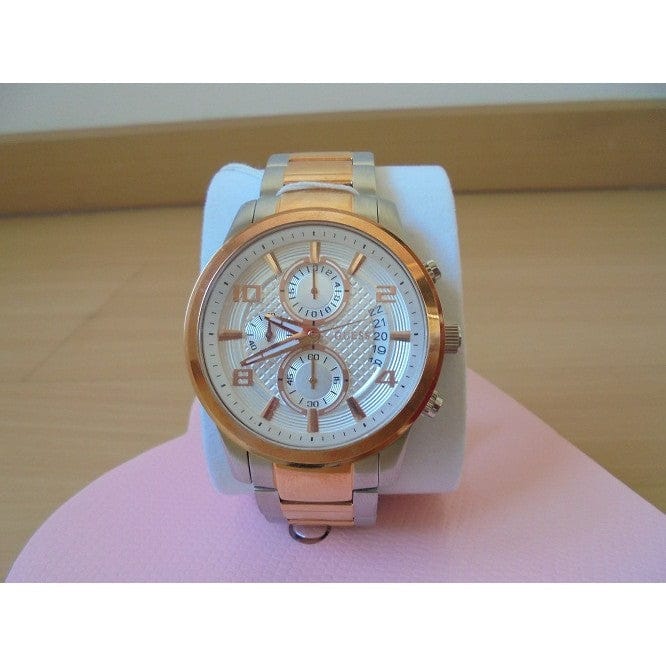 Guess Exec Chronograph White Dial Two Tone Steel Strap Watch for Men - W0075G2