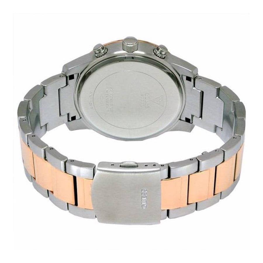 Guess Exec Chronograph White Dial Two Tone Steel Strap Watch for Men - W0075G2