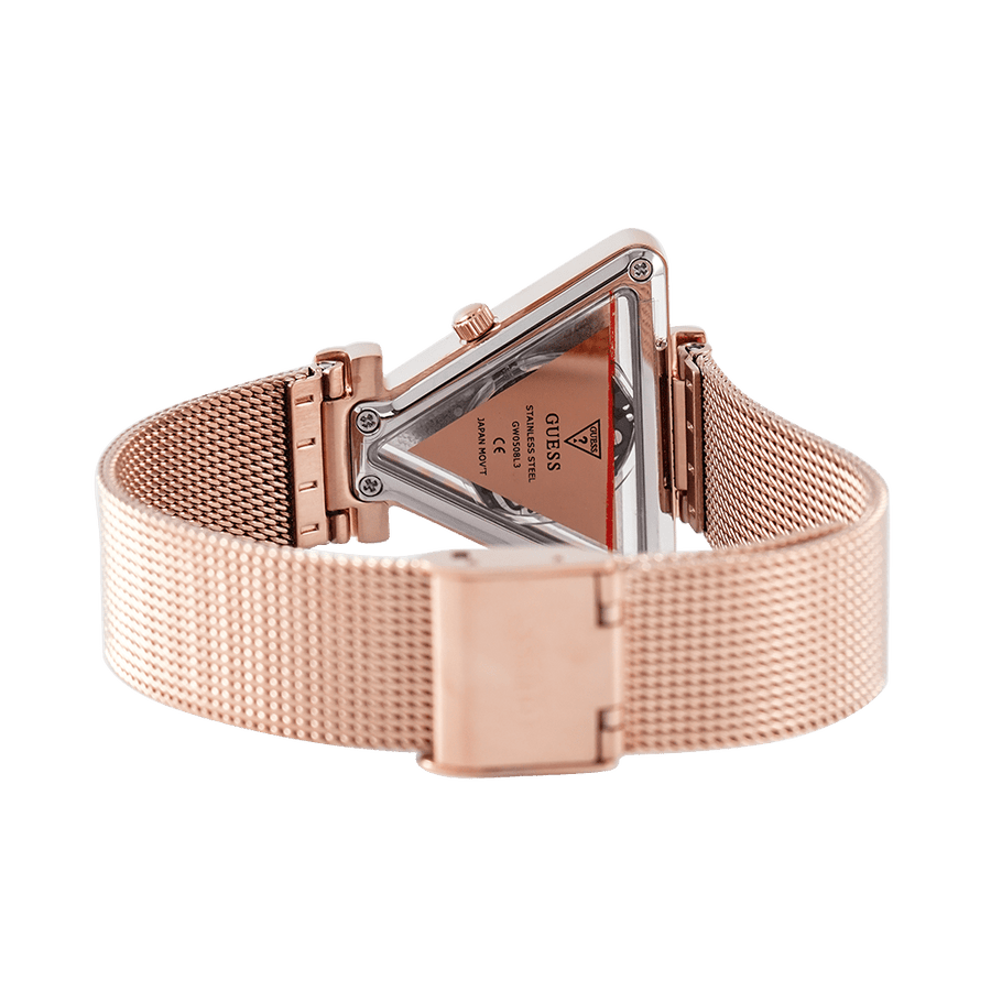 Guess Fame Diamonds Rose Gold Dial Rose Gold Mesh Bracelet Watch for Women - GW0508L3