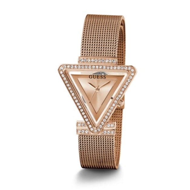 Guess Fame Diamonds Rose Gold Dial Rose Gold Mesh Bracelet Watch for Women - GW0508L3