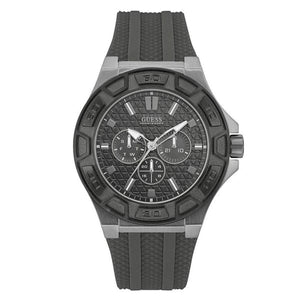 Guess Force Grey Dial Grey Rubber Strap Watch For Men - W0674G8