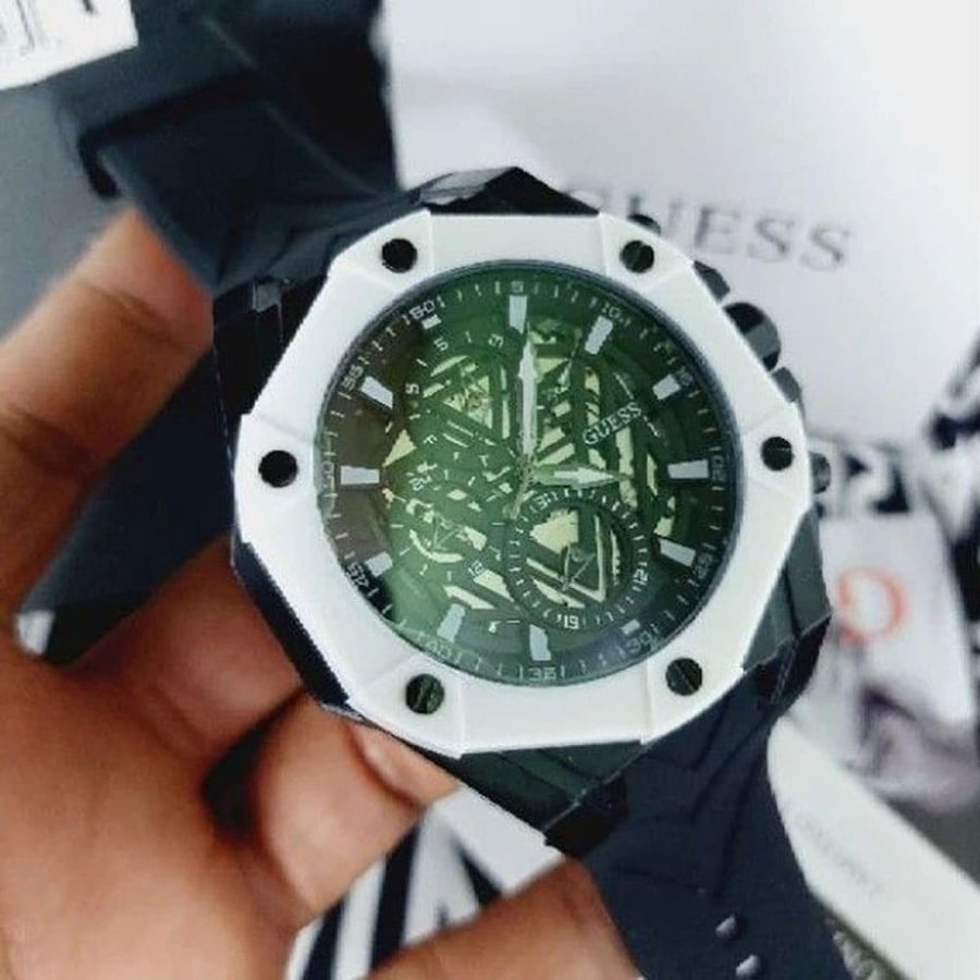 Guess Formula Chronograph Black Dial Black Silicone Strap Watch For Men - GW0579G1