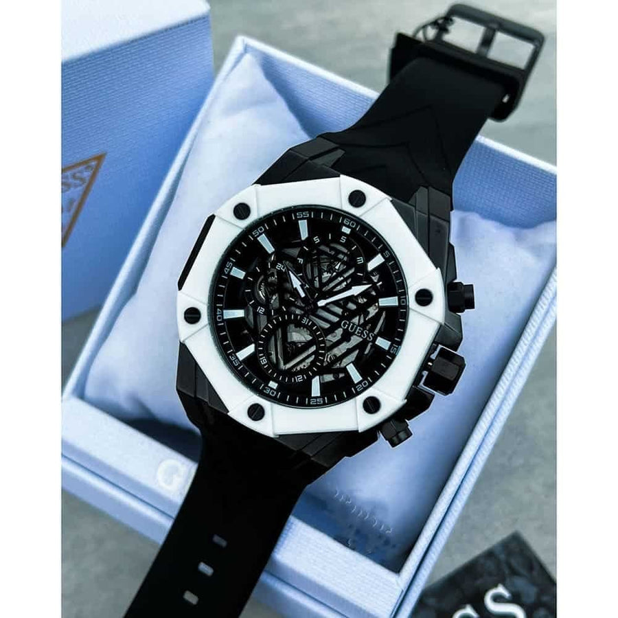 Guess Formula Chronograph Black Dial Black Silicone Strap Watch For Men - GW0579G1