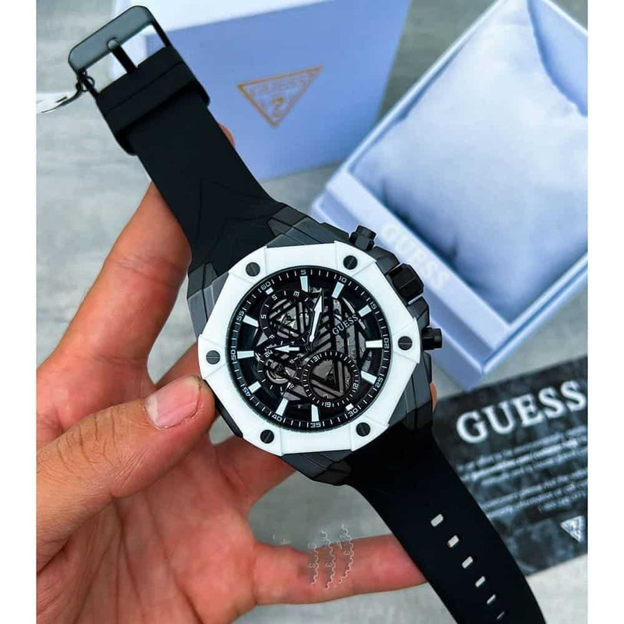 Guess Formula Chronograph Black Dial Black Silicone Strap Watch For Men - GW0579G1