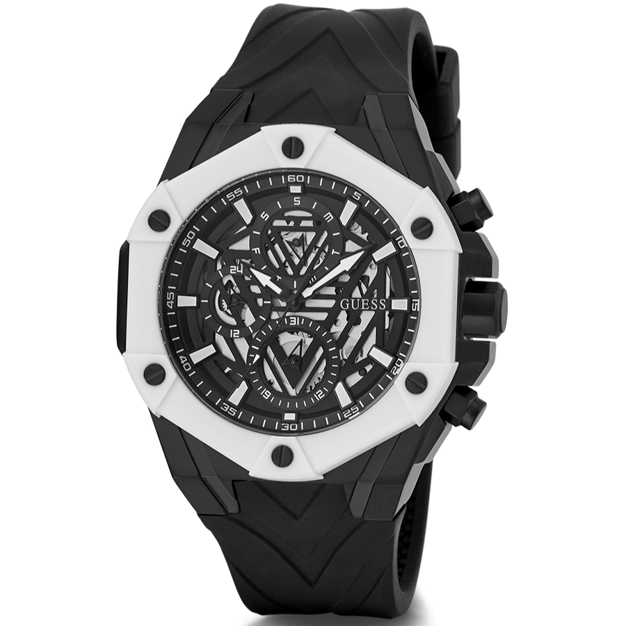 Guess Formula Chronograph Black Dial Black Silicone Strap Watch For Men - GW0579G1