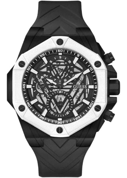 Guess Formula Chronograph Black Dial Black Silicone Strap Watch For Men - GW0579G1