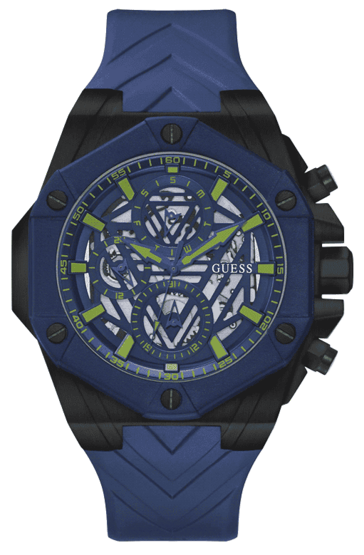 Guess Formula Multifunction Blue Dial Blue Silicone Strap Watch For Men - GW0579G3