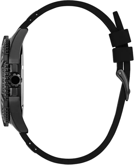 Guess Frontier Crystals Black Dial Black Silicone Strap Watch For Men - W1132G3