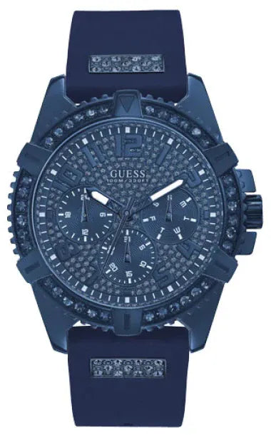 Guess Frontier Crystals Blue Dial Blue Silicon Strap Watch For Men - W1132G4