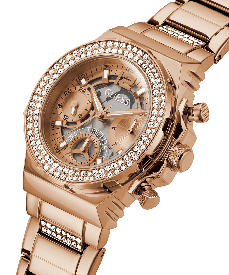 Guess Fusion Chronograph Rose Gold Dial Rose Gold Steel Strap Watch for Women - GW0552L3