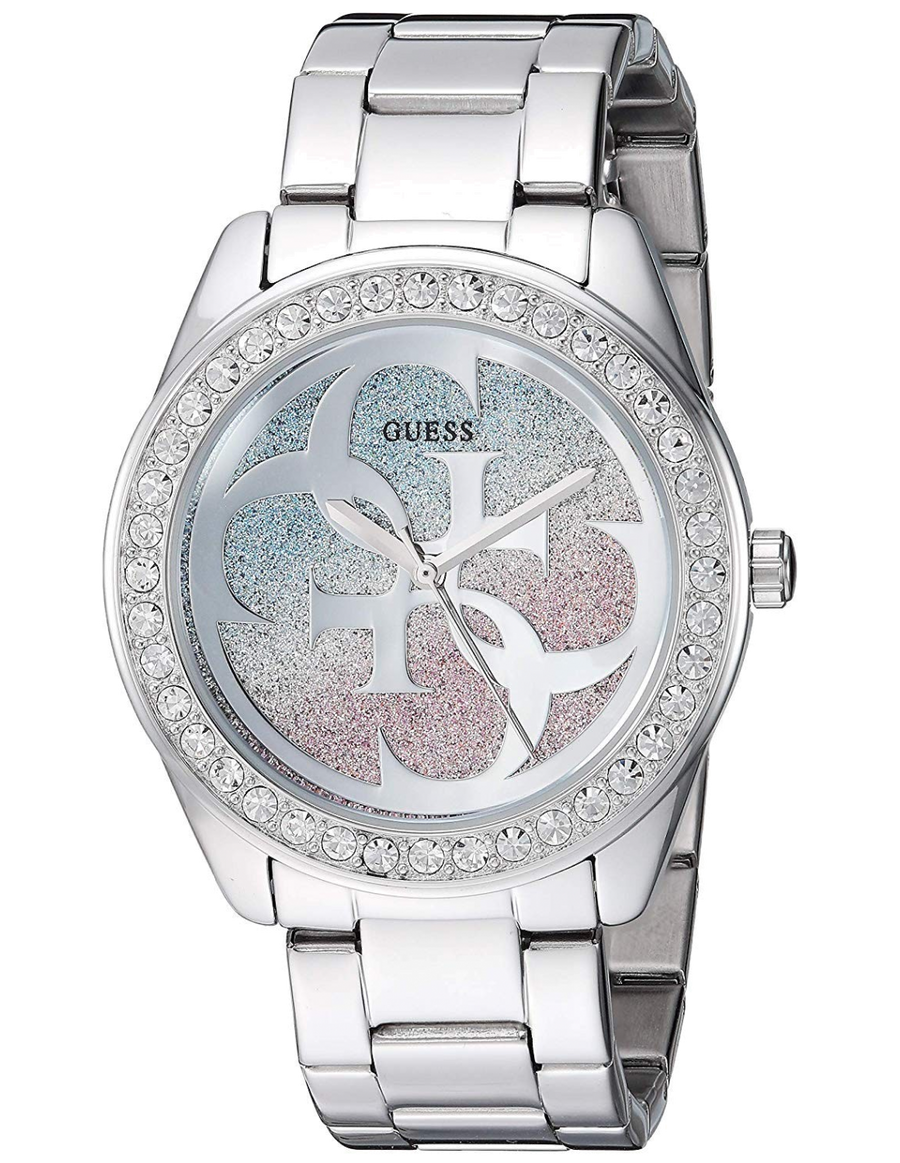 Guess G Twist Diamonds Silver Dial Silver Steel Strap Watch For Women - W1201L1