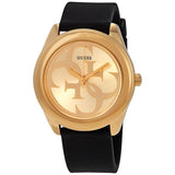 Guess G Twist Gold Dial Black Leather Strap Watch for Women - W0911L3