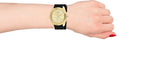 Guess G Twist Gold Dial Black Leather Strap Watch for Women - W0911L3