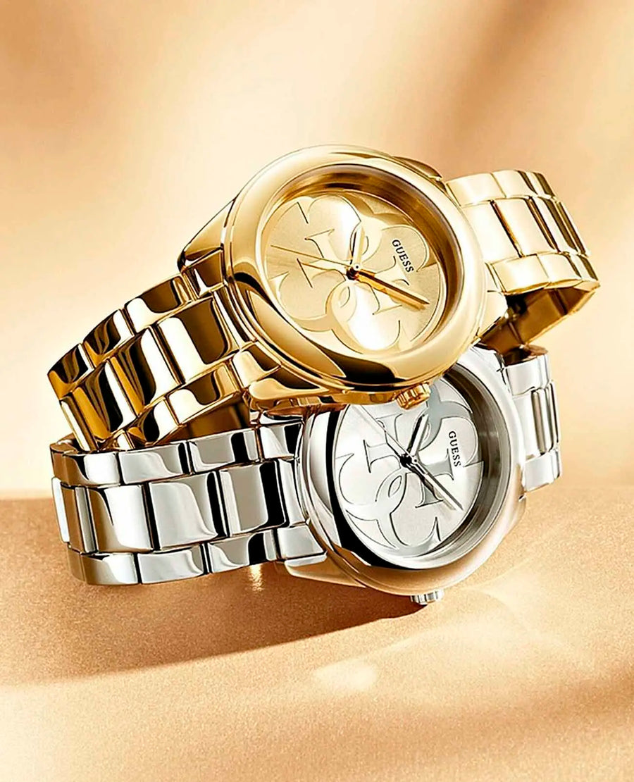 Guess G-Twist Gold Dial Gold Steel Strap Watch for Women - W1082L2